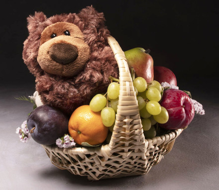 Baby Basket with Teddy Bear Small (4 lbs) (hand delivery only NYC area)